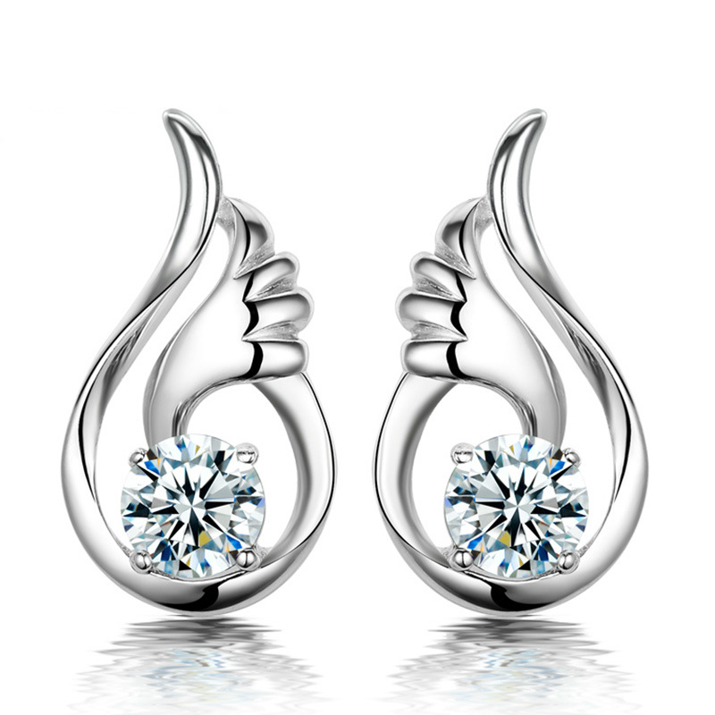 OMHXZJ Wholesale StudS Earrings Fashion Jewelry Wing Stud Earrings 925 Sterling Silver Buckle YS62