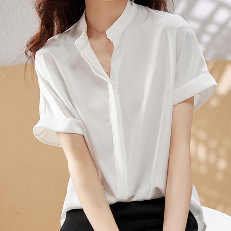 Women' Blouses & Shirts Summer Women Tops And White Short Sleeve V-neck Shirt Loose Chiffon Button Up Solid Fashion Femme Clothing 2894Wome
Women' Blouses & Shirts Summer Women Tops And White Short Sleeve V-neck Shirt Loose Chiffon Button Up Solid Fashion Femme Clothing 2894Wome