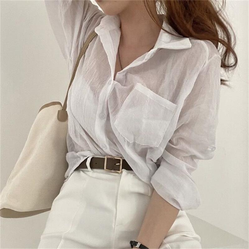Women's Blouses & Shirts HziriP 2022 Sunscreen OL Retro Stylish Minimalist Full Sleeves Solid Chic Elegant Summer Women Tops All Match, White
Women's Blouses & Shirts HziriP 2022 Sunscreen OL Retro Stylish Minimalist Full Sleeves Solid Chic Elegant Summer Women Tops All Match, White