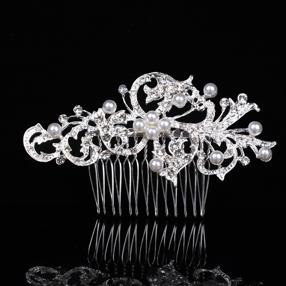 Fashion Headpieces Bridal Wedding Tiaras Stunning Rhinestone Fine Comb Bridal Jewelry Accessories Crystal Pearl Hair Brush