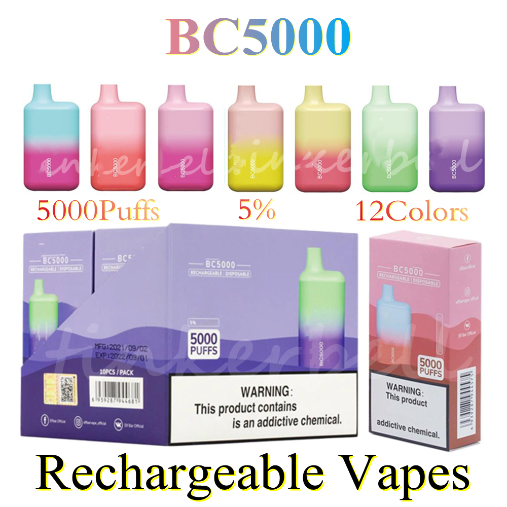 Rechargeable Vapes BC5000 5000Puffs Disposable Vape E Cigarette Pen 1500 Puffs Adjustable Vaporizer 5% 2% bars
Rechargeable Vapes BC5000 5000Puffs Disposable Vape E Cigarette Pen 1500 Puffs Adjustable Vaporizer 5% 2% bars