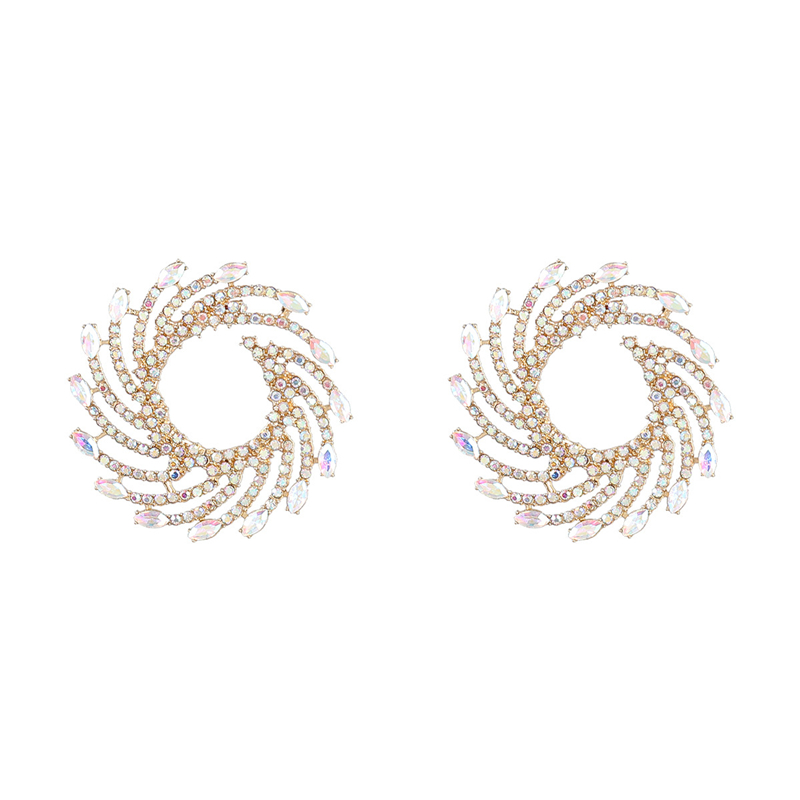 Geometric Studs Drop Earrings Gold Silver Casual Street Party Round Dangles Fashion Metal Crystal Rhinestone Earring Women Statement Charms Jewelry fo