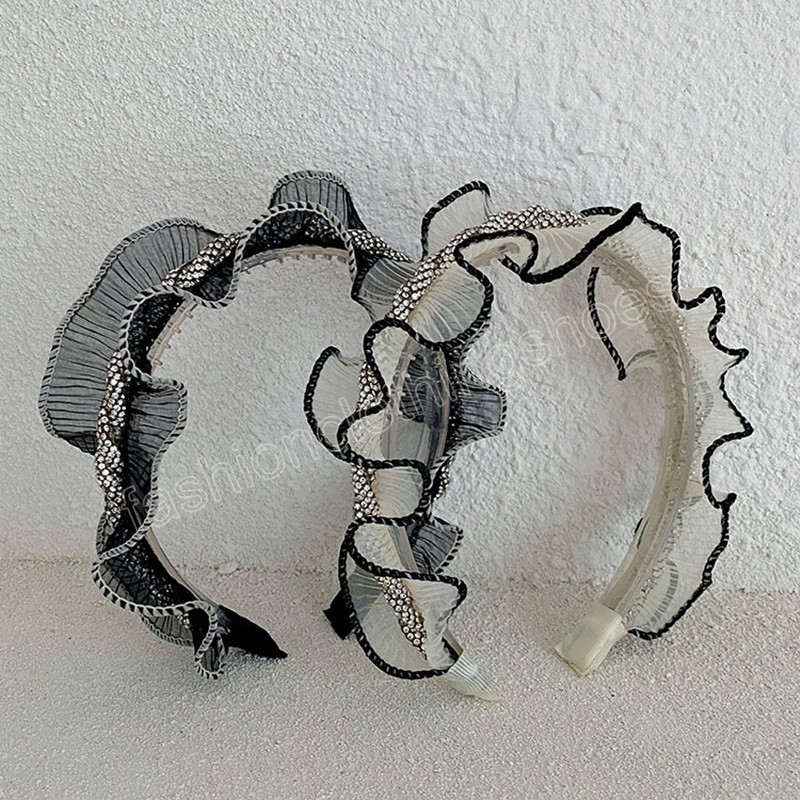 Pleated Ruffled Wavy Diamond Headband Fashion Hair Accessories Women's Trendy Temperament Hairband Hair Band Girl Headwear