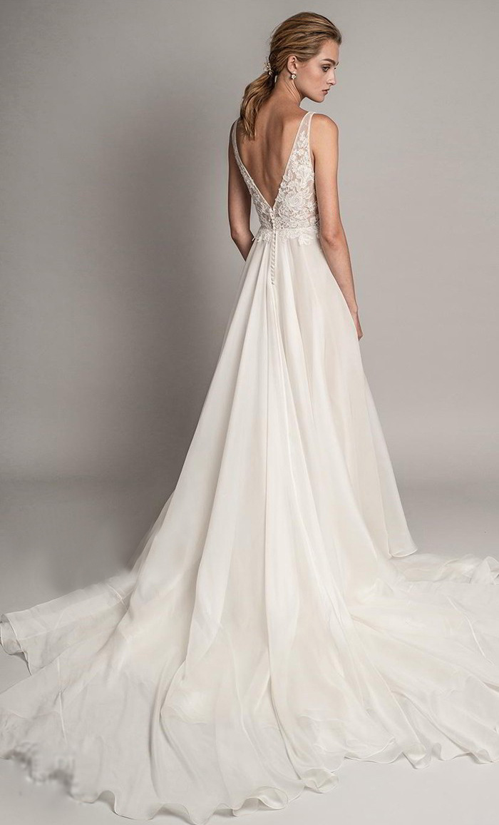 Deep V Neck Boho Wedding Dress 2022 Korean Low Back Illusion Top Lace Bohemian Beach A Line Wedding Dresses Sexy Civil Bride Outdoor Country vestidos 