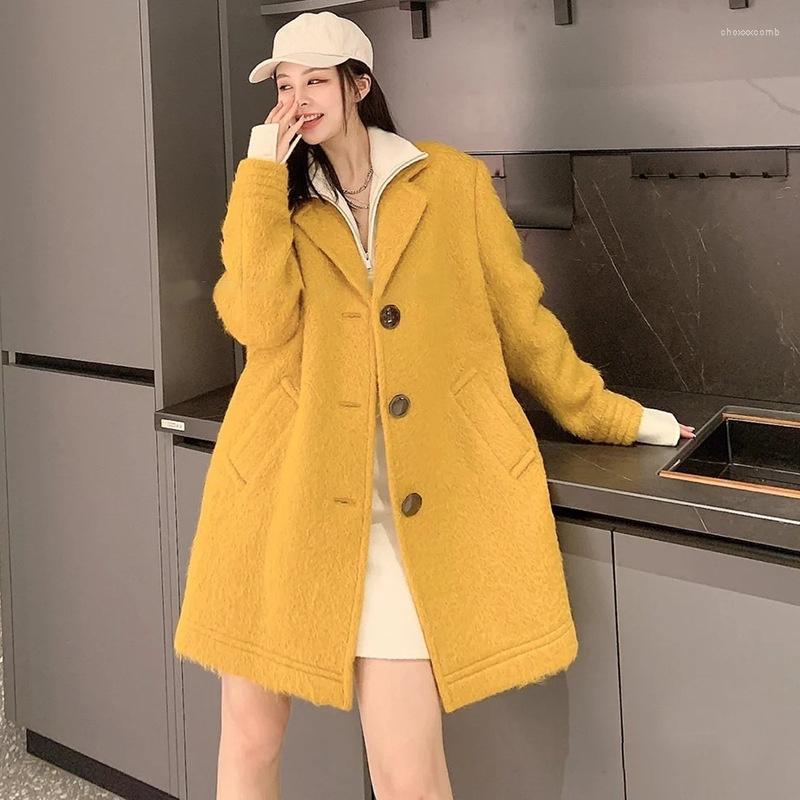 Women' Wool & Blends Woolen Coat Medium Length 2022 Winter Dress Small Yellow Thickened Loose Suit Collar, Jy063 ginger
Women' Wool & Blends Woolen Coat Medium Length 2022 Winter Dress Small Yellow Thickened Loose Suit Collar, Jy063 ginger
