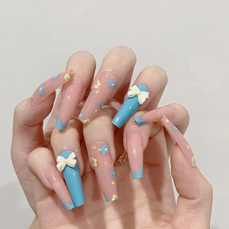 False Nails Ballet Wearable Macaron Blue Flower Full Cover Stick-on Nail Tips 24pcs Long Coffin Removable Fake Prud22, Gray
False Nails Ballet Wearable Macaron Blue Flower Full Cover Stick-on Nail Tips 24pcs Long Coffin Removable Fake Prud22, Gray