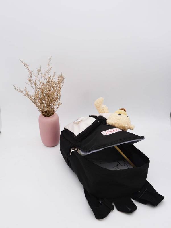 Kids Colorblock Cartoon Decor Multi-compartment Backpack SHE