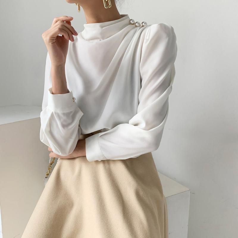 Women's Blouses & Shirts HziriP Women And 2022 Minimalist Formal All Match Puff Sleeve White Stand Collar OL Style Work Wear Loose Top, Black
Women's Blouses & Shirts HziriP Women And 2022 Minimalist Formal All Match Puff Sleeve White Stand Collar OL Style Work Wear Loose Top, Black