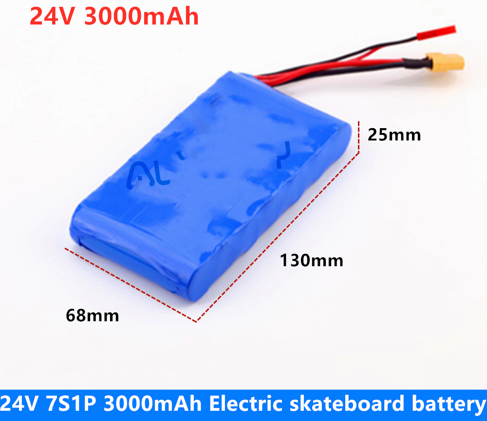 

24V 3Ah 7S1P 25.2V 29.4V 3000mAh Lithium-ion Battery Pack for Small Electric Unicycles Scooters Toys Bicycle Built-in BMS