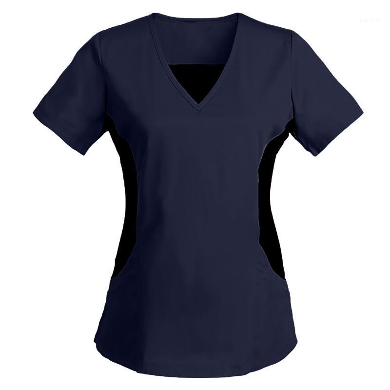 Women's T-Shirt 40# Women Nurses T-shirts Short Sleeve V-neck Work Uniform Solid Patchwork Pocket Tops Stitching, Bu
Women's T-Shirt 40# Women Nurses T-shirts Short Sleeve V-neck Work Uniform Solid Patchwork Pocket Tops Stitching, Bu