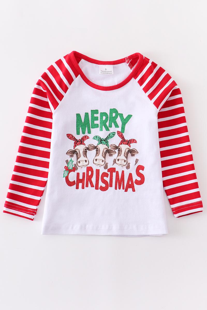 T-shirts Girlymax Merry Christmas Cow Winter Baby Girls Red Stripe Cotton Boutique TopT-shirt Raglans Clothes Long Sleeve Kids ClothingT-shi, H34-1-3
T-shirts Girlymax Merry Christmas Cow Winter Baby Girls Red Stripe Cotton Boutique TopT-shirt Raglans Clothes Long Sleeve Kids ClothingT-shi, H34-1-3