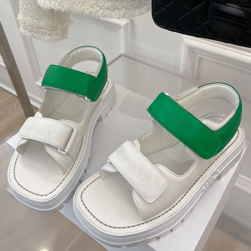 New Magic Tape Woman Sandal Open Toe Thick Sole Flat Shoe Genuine Leather White Green Mixed Color Design Rome Beach Sandal
New Magic Tape Woman Sandal Open Toe Thick Sole Flat Shoe Genuine Leather White Green Mixed Color Design Rome Beach Sandal