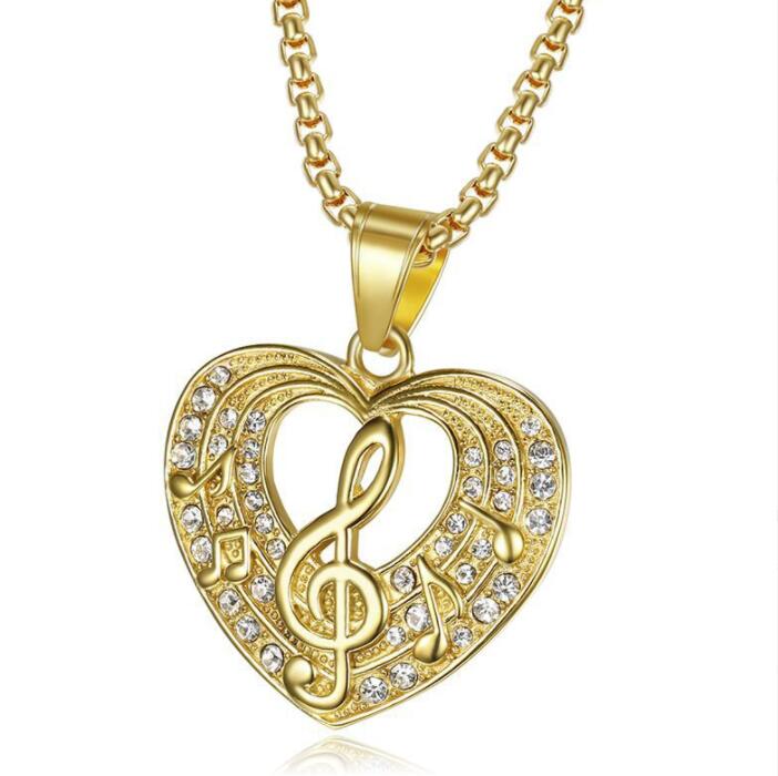 Hip Hop Bling Iced Out Stainless Steel music notation Pendants Necklaces for Men Rapper Jewelry Gold Silver Color Gift
Hip Hop Bling Iced Out Stainless Steel music notation Pendants Necklaces for Men Rapper Jewelry Gold Silver Color Gift