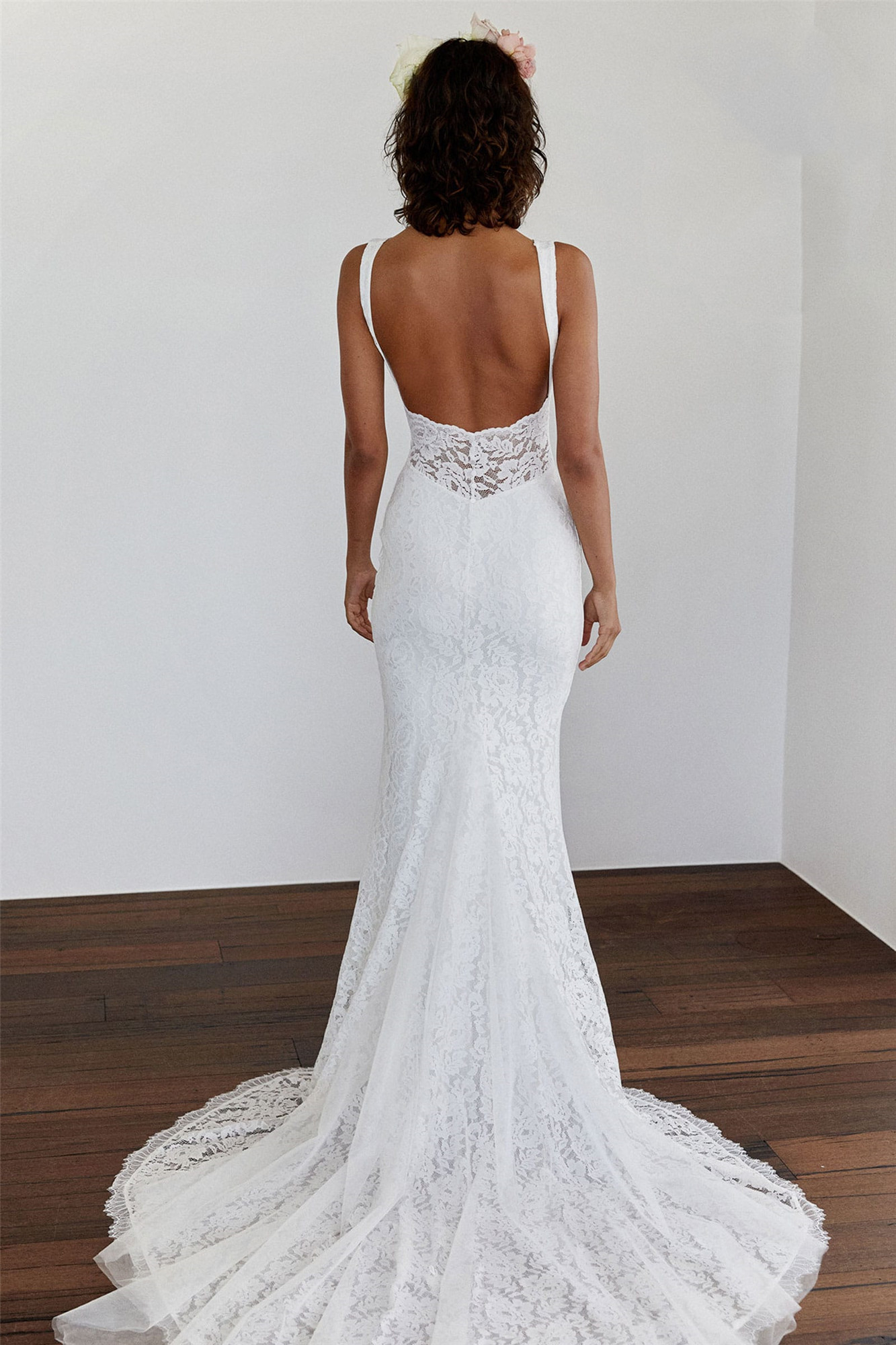 beach mermaid wedding dresses 2022 sexy v-neck backless front slit full lace bohemian summer holiday bridal dress vestidos de novia encaje