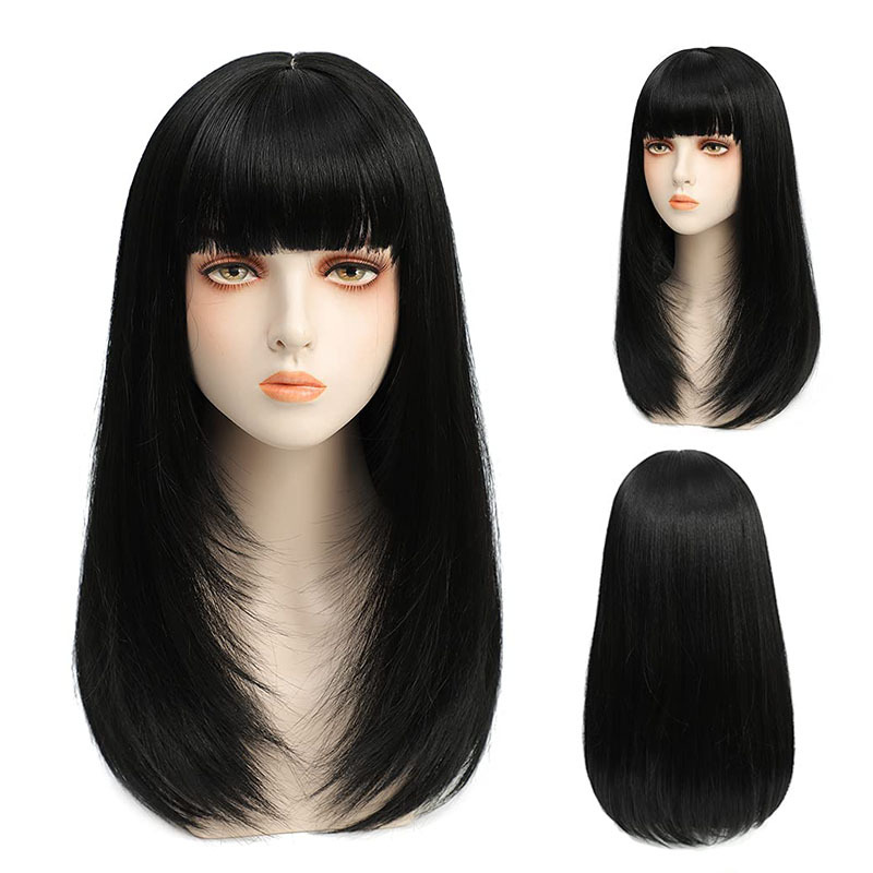 Fashion Long Straight High Temperature wig with bangs for Woman Cosplay wig