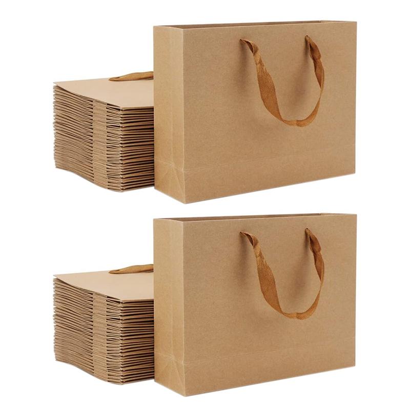 Gift Wrap 50 Pieces Kraft Paper Shopping Bag Bag, Brown With Widened Fabric Handle Section
Gift Wrap 50 Pieces Kraft Paper Shopping Bag Bag, Brown With Widened Fabric Handle Section