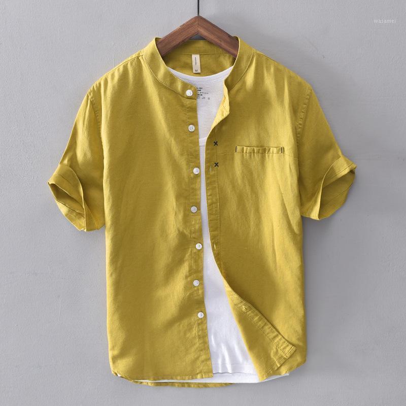 Stand 2022 Men's Collar Short Sleeve Linen Cotton Shirt With Pocket White Yellow Gray Color Causal Summer For Men Casual Shirts
Stand 2022 Men's Collar Short Sleeve Linen Cotton Shirt With Pocket White Yellow Gray Color Causal Summer For Men Casual Shirts