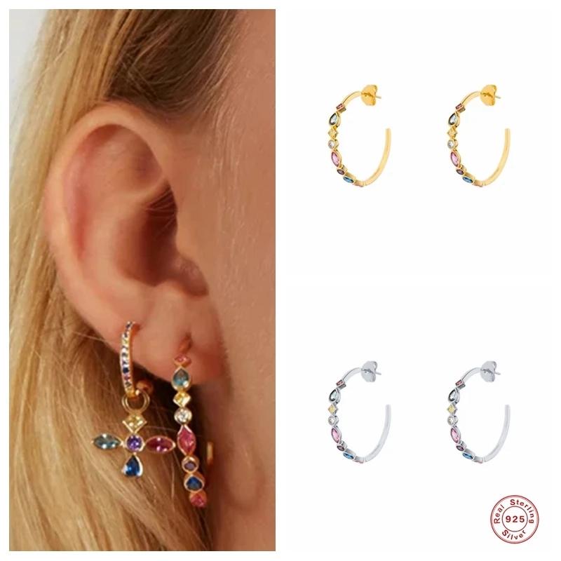 Hoop & Huggie Aide 925 Sterling Silver Colorful Crystal Circle Earrings Rainbow Zircon C Shape Piercing Earring Women Luxury Jewelry GiftHoo
Hoop & Huggie Aide 925 Sterling Silver Colorful Crystal Circle Earrings Rainbow Zircon C Shape Piercing Earring Women Luxury Jewelry GiftHoo
