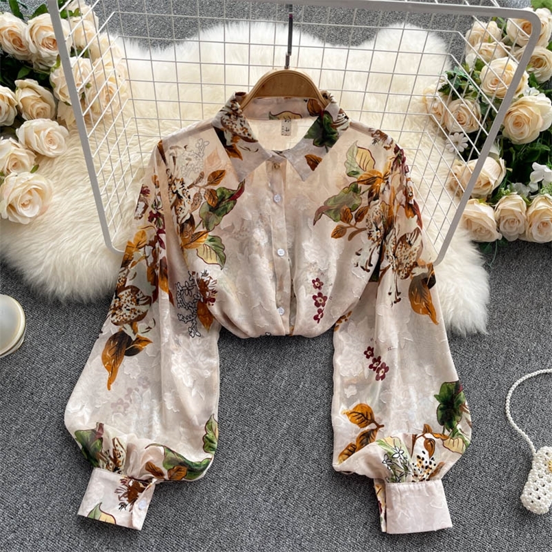 Spring Autumn Temperament Fashion Retro Chiffon Floral Blouses Print Loose Lapel Puff Sleeve Top GD611 Button Up Shirt Female 220407, Apricot2
Spring Autumn Temperament Fashion Retro Chiffon Floral Blouses Print Loose Lapel Puff Sleeve Top GD611 Button Up Shirt Female 220407, Apricot2