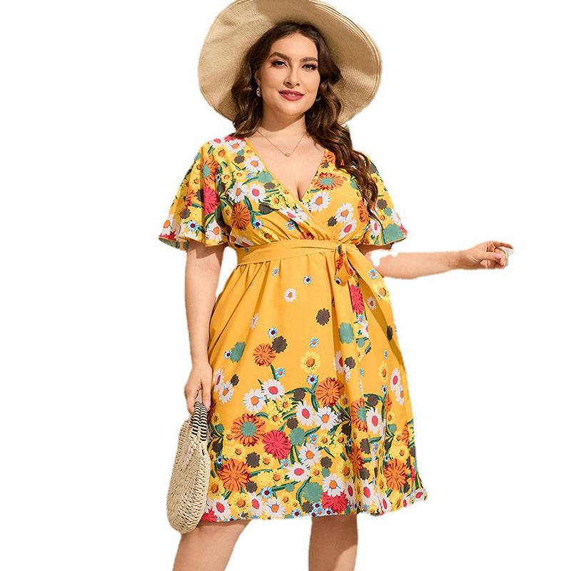 Plus Size Dresses Women Clothing Summer Outfits 2022 Cross V Neck Floal Midi Beach Dress Ladies Elegant Short Sleeve Flower -5XLPlus, Yellow
Plus Size Dresses Women Clothing Summer Outfits 2022 Cross V Neck Floal Midi Beach Dress Ladies Elegant Short Sleeve Flower -5XLPlus, Yellow