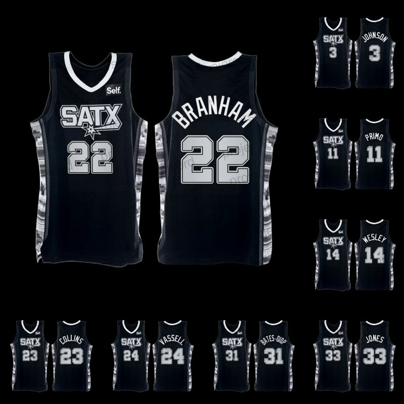 Spur 22 Malaki Branham 2022-23 Edition Black Jersey 3 Keldon Johnson 7 Josh Richardson 11 Joshua Primo Blake Wesley Zach Collins Devin Vassell Tre Jones Romeo Langford, Custom any name any number
Spur 22 Malaki Branham 2022-23 Edition Black Jersey 3 Keldon Johnson 7 Josh Richardson 11 Joshua Primo Blake Wesley Zach Collins Devin Vassell Tre Jones Romeo Langford, Custom any name any number