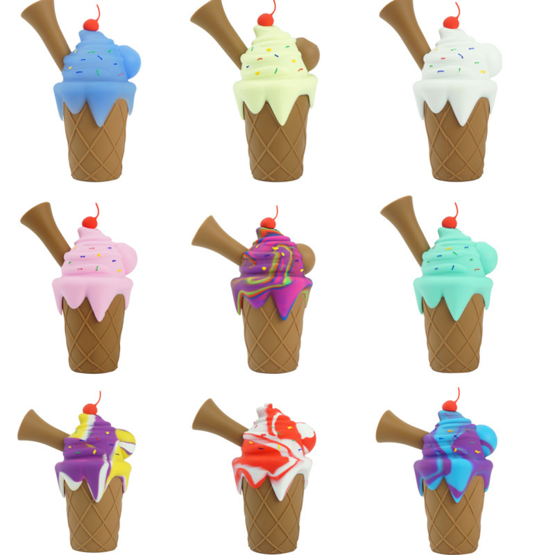 Ice-cream silicone pipe with thick glass bowl vape smoke water bongs silicone dab rig New style bong
Ice-cream silicone pipe with thick glass bowl vape smoke water bongs silicone dab rig New style bong
