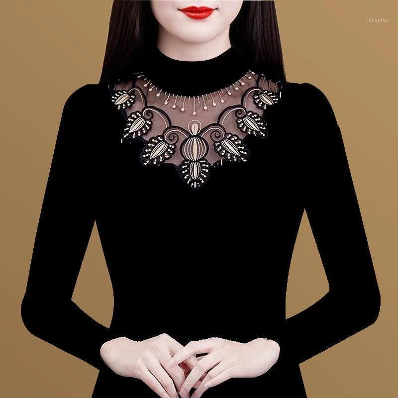 Women's Blouses & Shirts Women Blouse Turtleneck Long-Sleeved T-shirt Autumn Winter Lace Top Ropa De Mujer, Black
Women's Blouses & Shirts Women Blouse Turtleneck Long-Sleeved T-shirt Autumn Winter Lace Top Ropa De Mujer, Black