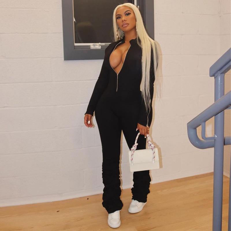 Women' Jumpsuits & Rompers 2022 Autumn And Winter Women Clothes Solid Color Black Long Sleeve Zipper Skinny Sports Fitness Stacked Jumpsuit
Women' Jumpsuits & Rompers 2022 Autumn And Winter Women Clothes Solid Color Black Long Sleeve Zipper Skinny Sports Fitness Stacked Jumpsuit