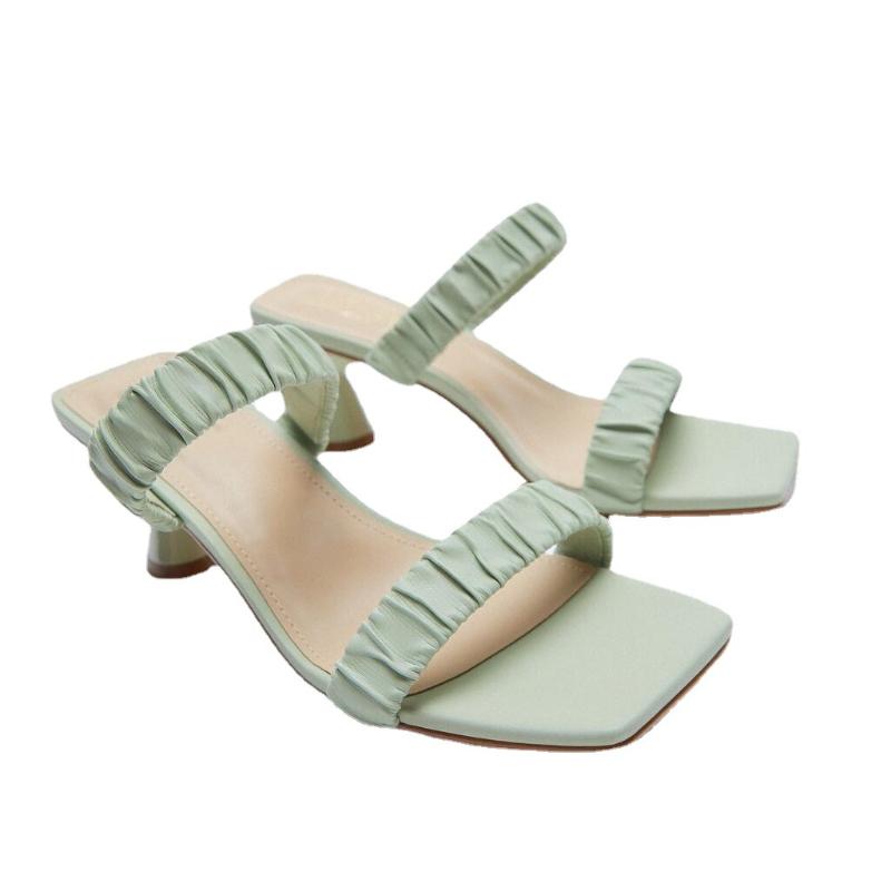 Sandals Women Folding One Word With Square Toe High Heels Sexy Muller And Slippers Solid Color Shoe Fashion SummerSandals, Green
Sandals Women Folding One Word With Square Toe High Heels Sexy Muller And Slippers Solid Color Shoe Fashion SummerSandals, Green