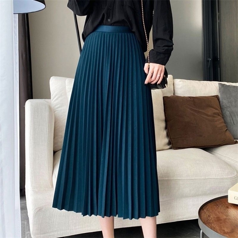 Women's Skirt Spring Autumn Office Lady Solid High-waisted Loose Elegant Fashion Pleated Midi Female 220322, Blue
Women's Skirt Spring Autumn Office Lady Solid High-waisted Loose Elegant Fashion Pleated Midi Female 220322, Blue