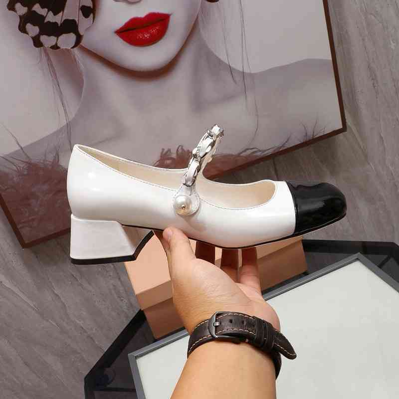 Dress Shoes Designer Luxury Mui Marie Jean women's shoes high heels white French middle Girl Pearl patent leather thick, Box
Dress Shoes Designer Luxury Mui Marie Jean women's shoes high heels white French middle Girl Pearl patent leather thick, Box