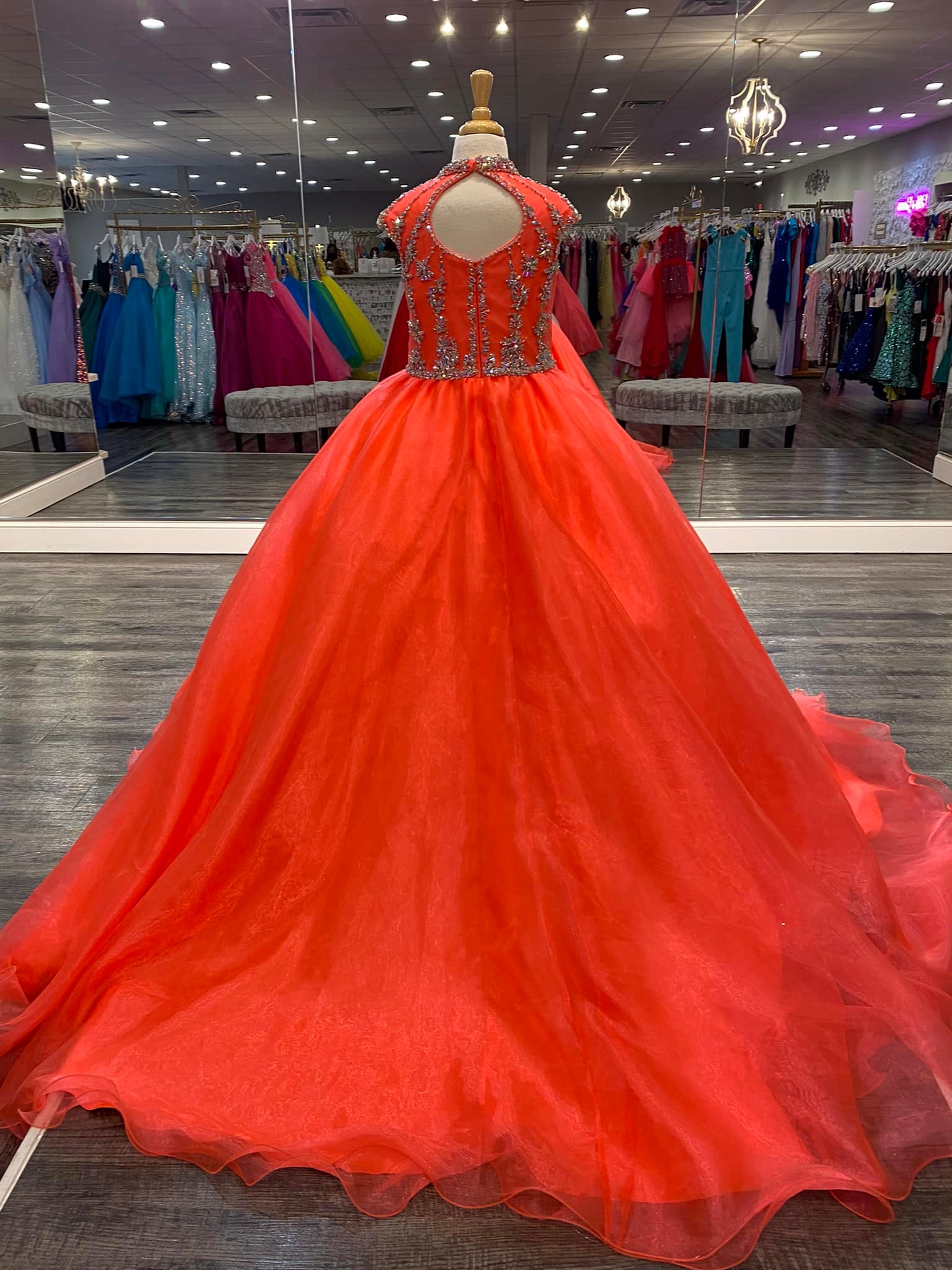 High Collar Girl Pageant Dress 2022 Ballgown Crystals Organza little Kid Birthday Formal Party Gown Toddler Teens Preteen Floor-Length Little Miss Ora