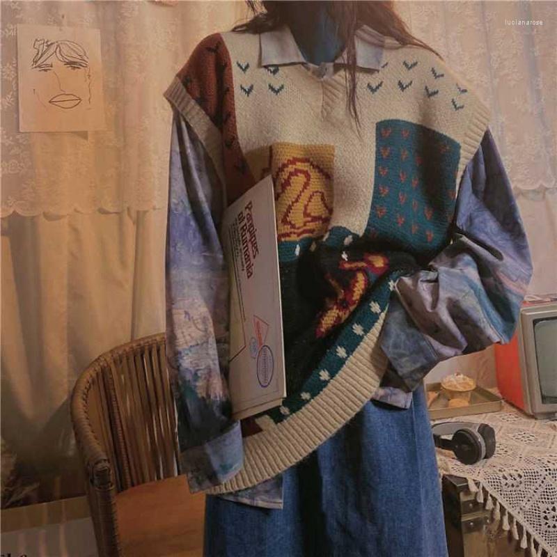 Women' Vests Sweater Vest Women Tops Harajuku Spring 2022 Korean Vintage Printed V-Neck Sleeveless Casual Lady Knitted Pullover Chaleco Muj, Blouse
Women' Vests Sweater Vest Women Tops Harajuku Spring 2022 Korean Vintage Printed V-Neck Sleeveless Casual Lady Knitted Pullover Chaleco Muj, Blouse