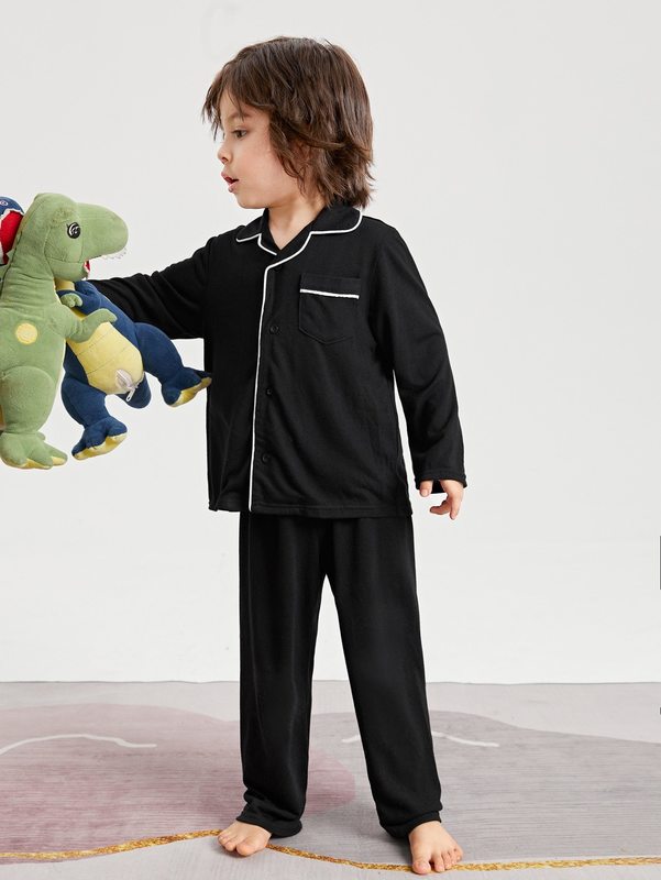 Toddler Boys Patched Pocket Contrast Piping Lounge Set SHE