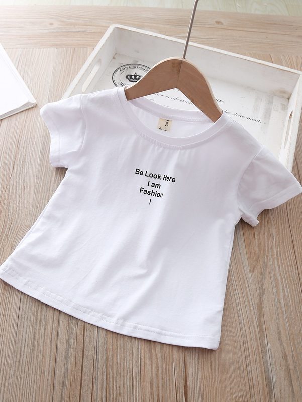 Toddler Girls Slogan Graphic Tee & Plaid Skirt & Bag SHE