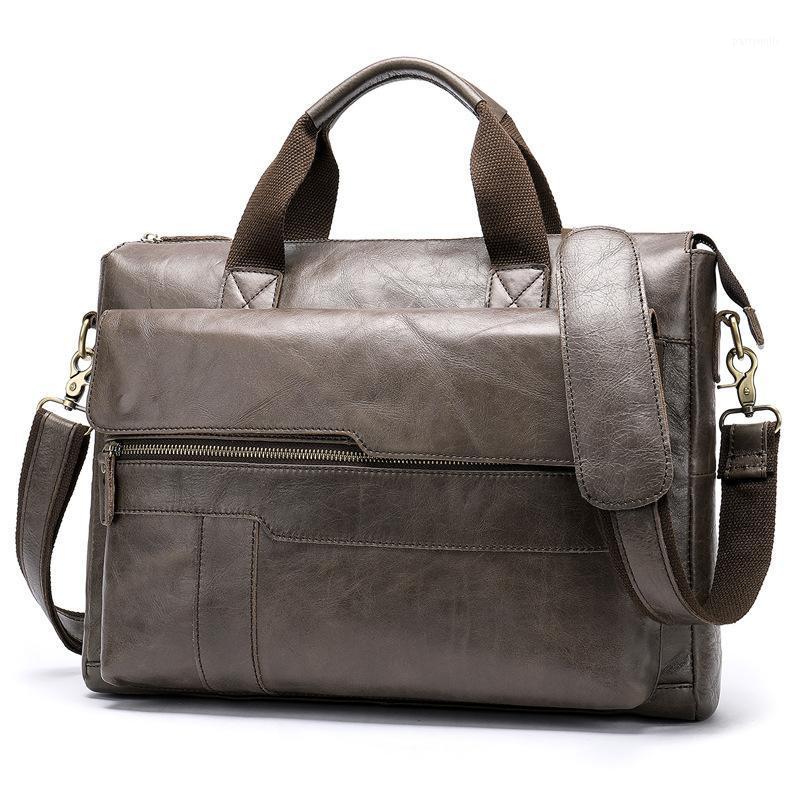Design Vintage Men's Bag Genuine Cow Leather Briefcase Large Capacity 14" Laptop Business Bags Europen Style Briefcases, Gray
Design Vintage Men's Bag Genuine Cow Leather Briefcase Large Capacity 14" Laptop Business Bags Europen Style Briefcases, Gray