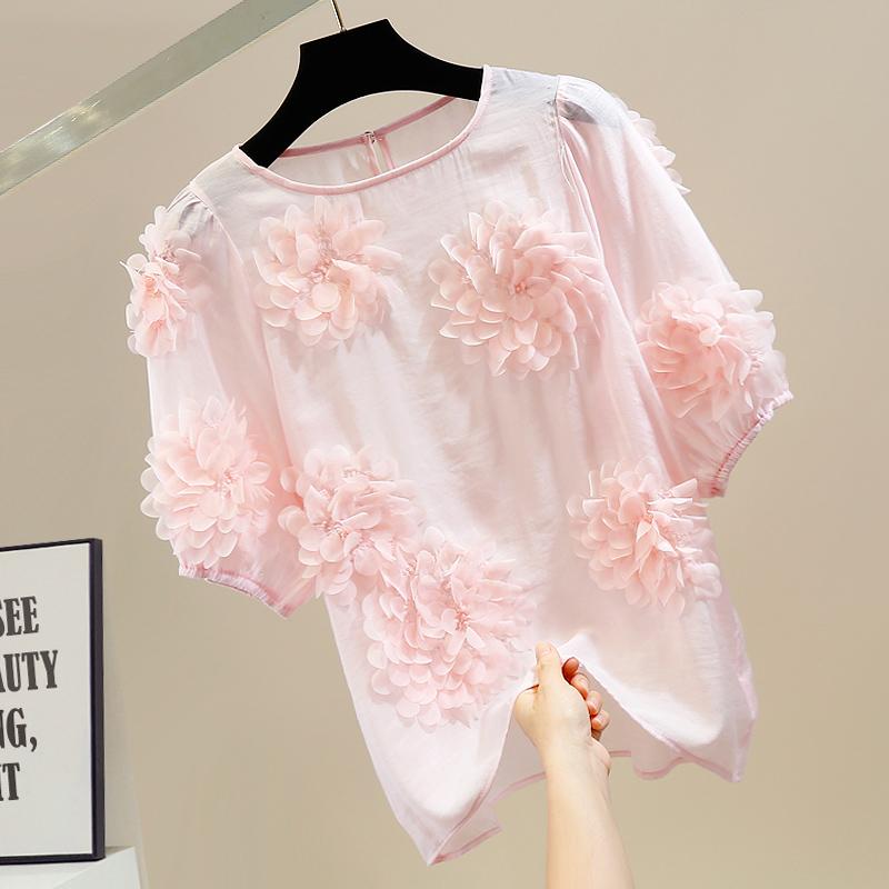 Women' Blouses & Shirts Retro Puff Sleeve Sweet Large Tie Flower Blouse Female Round Neck Pullover Thin Cotton Elegant Womans Loose ShirtWo, Pink
Women' Blouses & Shirts Retro Puff Sleeve Sweet Large Tie Flower Blouse Female Round Neck Pullover Thin Cotton Elegant Womans Loose ShirtWo, Pink
