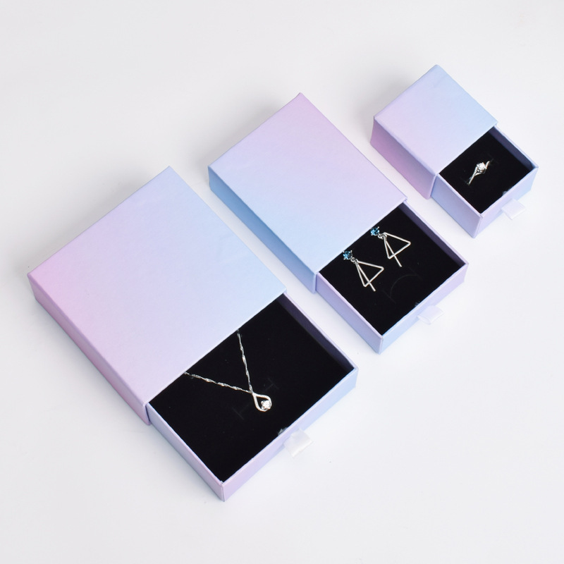 12pcs Cardboard Drawer Jewelry Set Gift Box Ring Necklace Bracelets Earring Gift Packaging Boxes With Black Sponge 220509