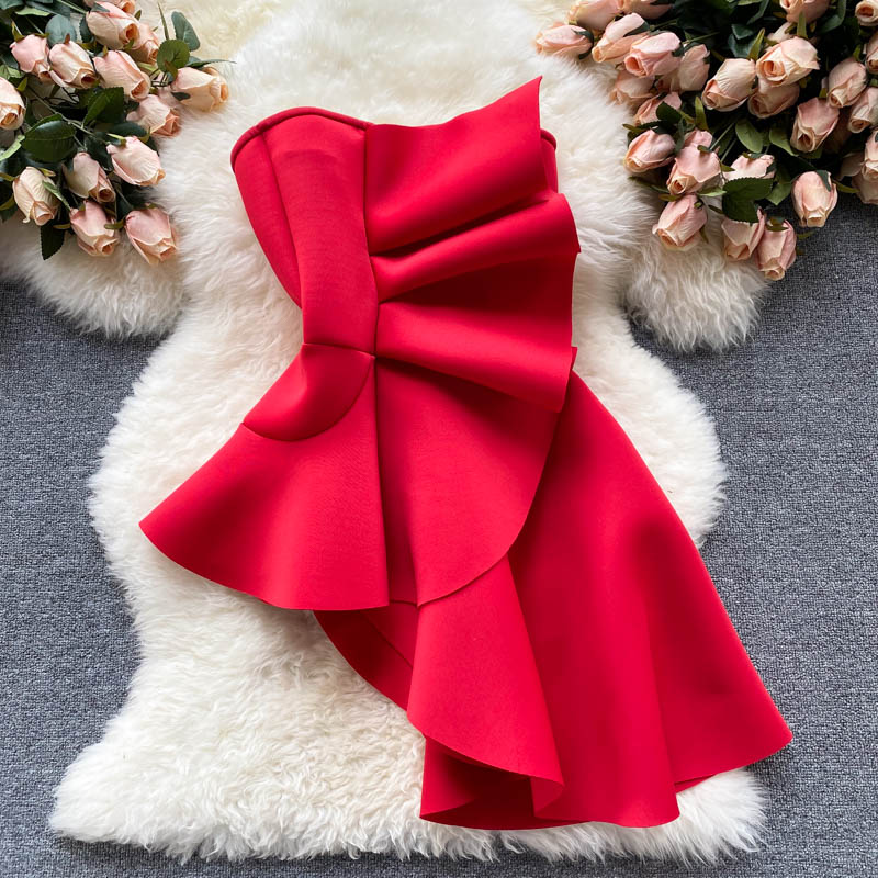 Autumn Women Fashion Women's Blouses Top Shirts Sleeveless Backless Pleated Ruffled Irregular Sexy Tuxedo Shirts Elegant Ladies Party Haut Femme 