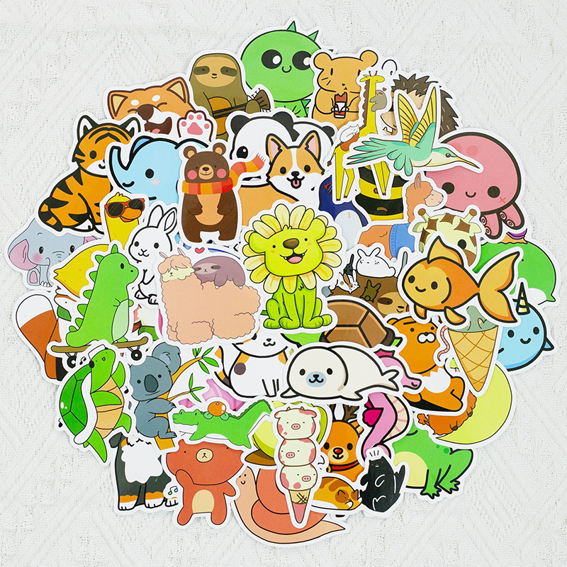 50pcs Cute little animal graffiti Sticker Phone Laptop Skateboard Car Stickers Pack for Luggage Guitar Helmet Sticker