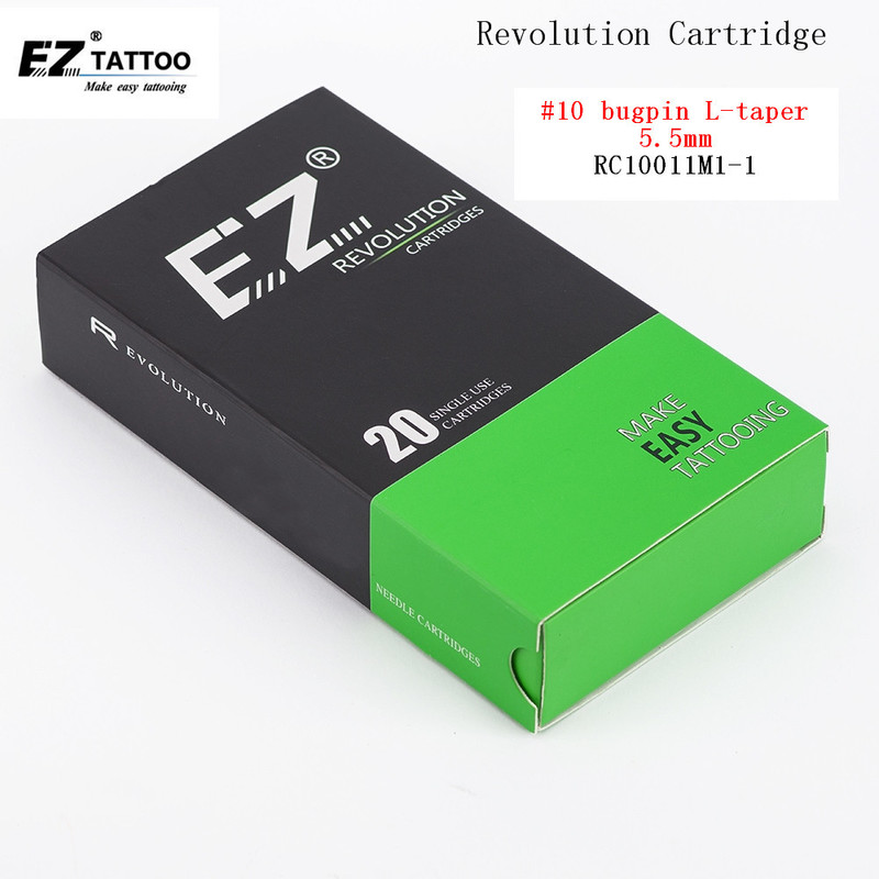 EZ Revolution Cartridge Tattoo Needles Magnum #10 030mm Ltaper 55mm for System Machines Pen and Grips 20 pcs box 210608
