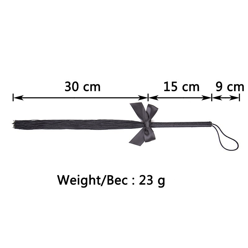 Tease Spanking Silk Whip With Handle Black Fetish Tassel Rope Paddle Adult Games Body Flogging Bdsm Slave Flirting Sex Toys 220411