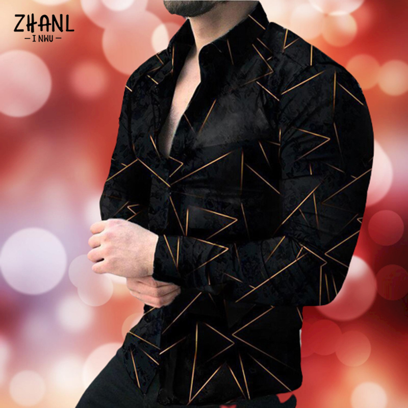 Mens Shirt Long Sleeve Tees Tops Gradient Color Yellow Polka Dot Print Single For Men Clothing S3XL 220813