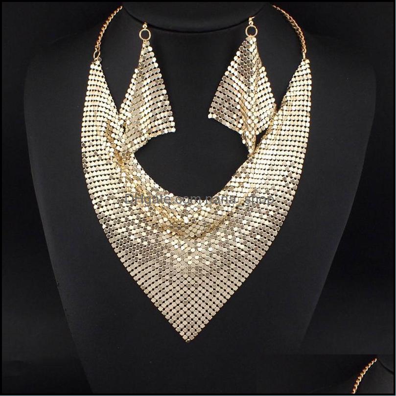 Indian Chic Style Shining Metal Slice Bib Choker Statement Necklaces Matching Earring Party / Wedding Fashion Jewelry Sets #3056 Drop Delive
Indian Chic Style Shining Metal Slice Bib Choker Statement Necklaces Matching Earring Party / Wedding Fashion Jewelry Sets #3056 Drop Delive