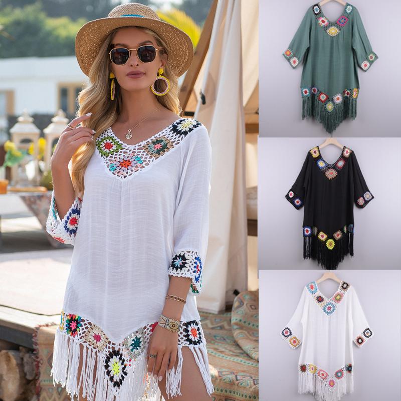 Women's Swimwear Summer Women National Style Tassel Cover-Up Mini Dress 2022 Sexy V Neck Half Sleeve Beach Translucent Bikini Blouse TopsWom, White
Women's Swimwear Summer Women National Style Tassel Cover-Up Mini Dress 2022 Sexy V Neck Half Sleeve Beach Translucent Bikini Blouse TopsWom, White