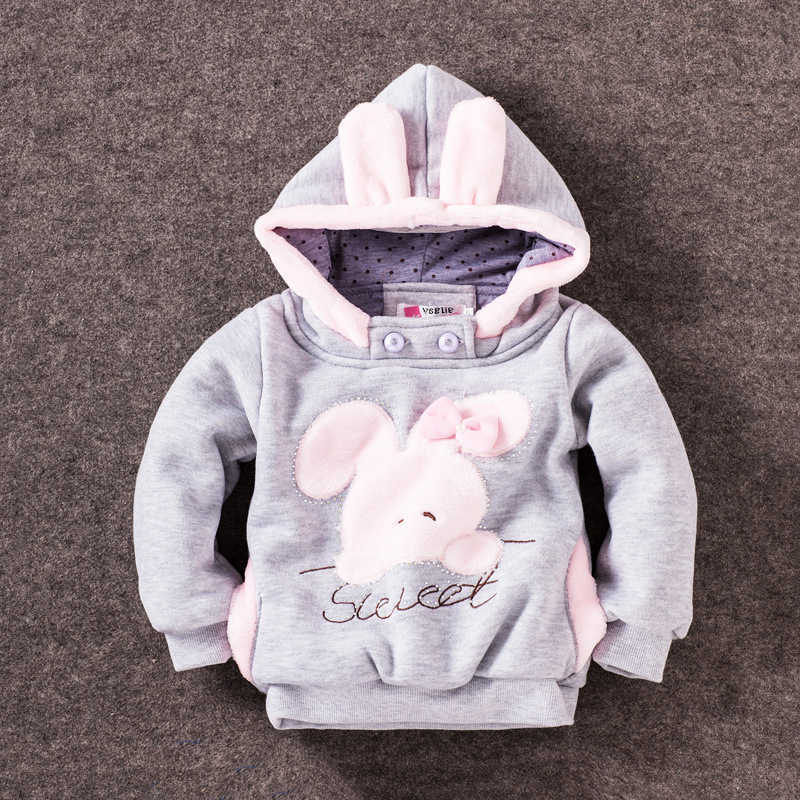 Rabbit New Outerwear Baby Sweatshirts Kids Girls Cute Clothes Hoodies Jacket Winter Coat 2-6Y