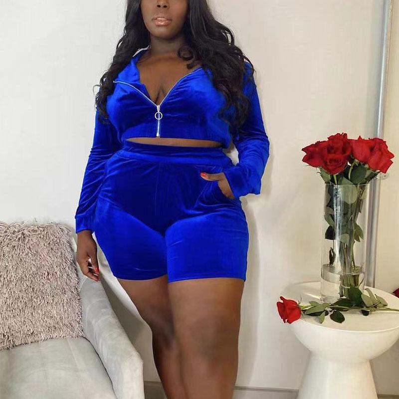Women's Plus Size Tracksuits Women Clothing Two Piece Set Hooded Tops And Shorts Blue Outfits Sexy Velvet Sets Drop WholesaleWomen's
Women's Plus Size Tracksuits Women Clothing Two Piece Set Hooded Tops And Shorts Blue Outfits Sexy Velvet Sets Drop WholesaleWomen's