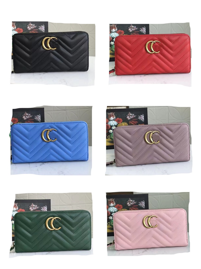 2021New Designers Bags Fashion women clutch wallet pu leather wallet single zipper wallets lady ladies long classical purse with White box card 443123 Free ship