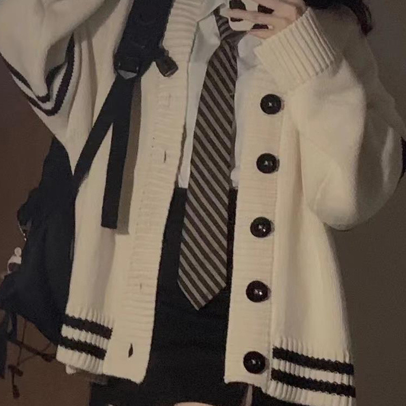 Cardigan Women Lovely Cosy Fashion Allmatch Patchwork Korean Style Ins Arrival Kawaii Simple Trendy Leisure Young W220817