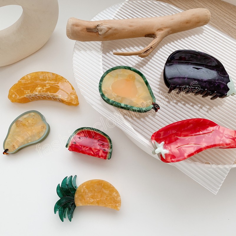 Cute Fruit and Vegetable Hair Clip Korean Girls Fashion acetate hairpin For Ladies Women Summer fresh banana watermelon Barrette Accessories